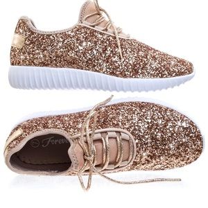 Rose gold glitter sneakers